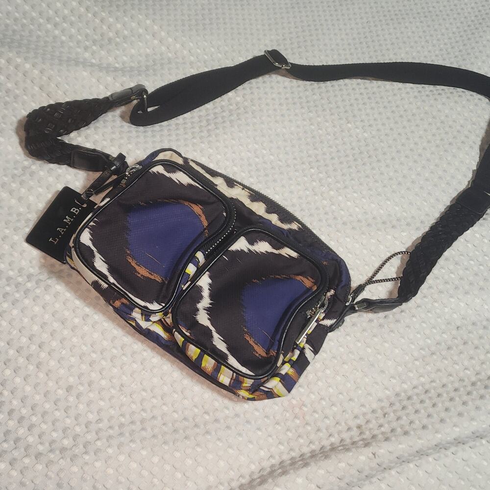 L.A.M.B. Women's Patterned Crossbody Bag - Black and Blue